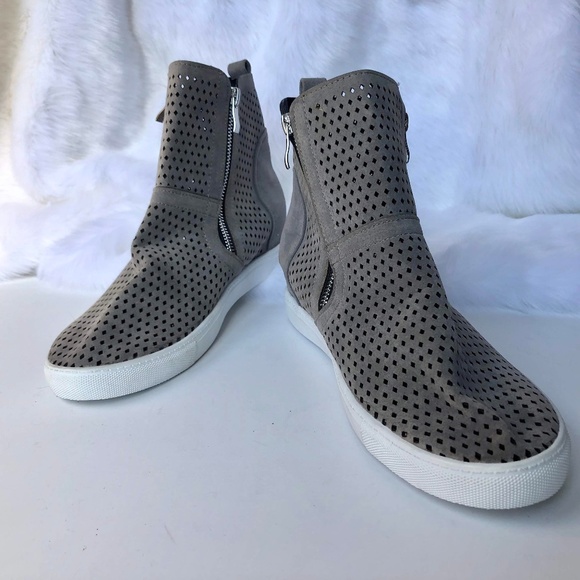 Shoes - NWOTGray Lasercut Nabuck-like Faux Leather Booties
